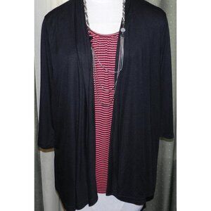 JMS size 2X layered pull over top black / red stretch blend plus size womens